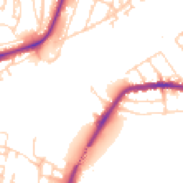 Daytime road noise heatmap for SO18 1DY
