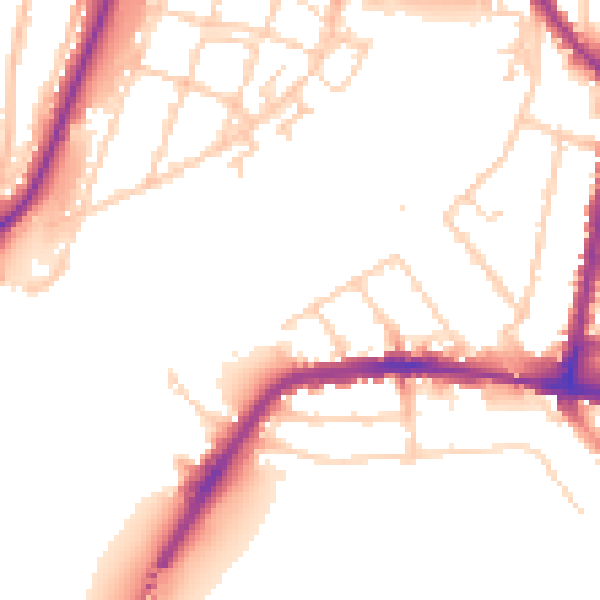 Daytime road noise heatmap for SO18 1EA