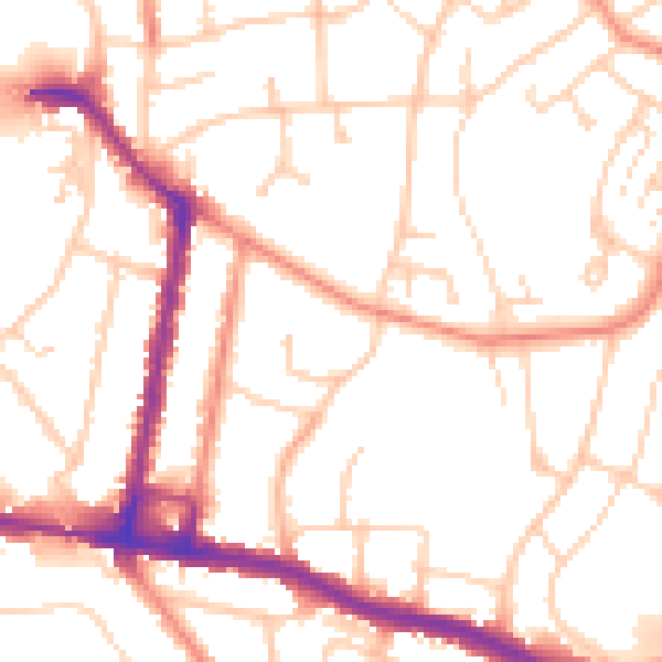 Daytime road noise heatmap for SO18 1ES