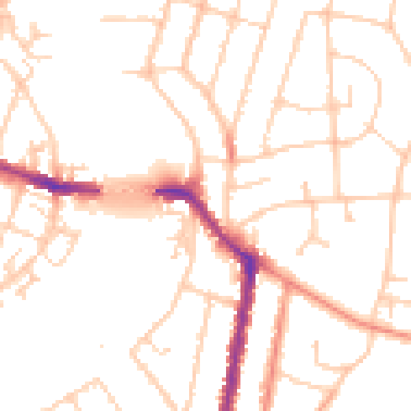 Daytime road noise heatmap for SO18 1FY
