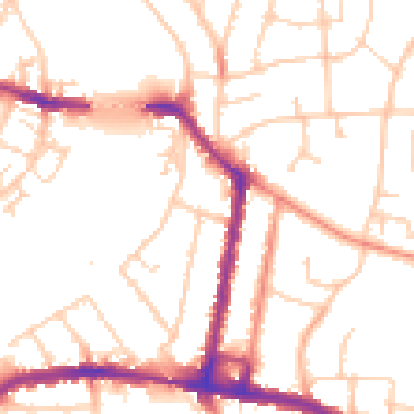 Daytime road noise heatmap for SO18 1GP