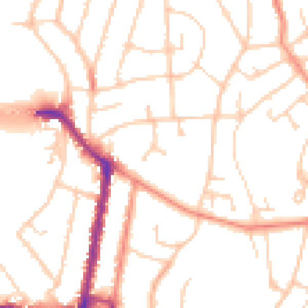 Daytime road noise heatmap for SO18 1JA