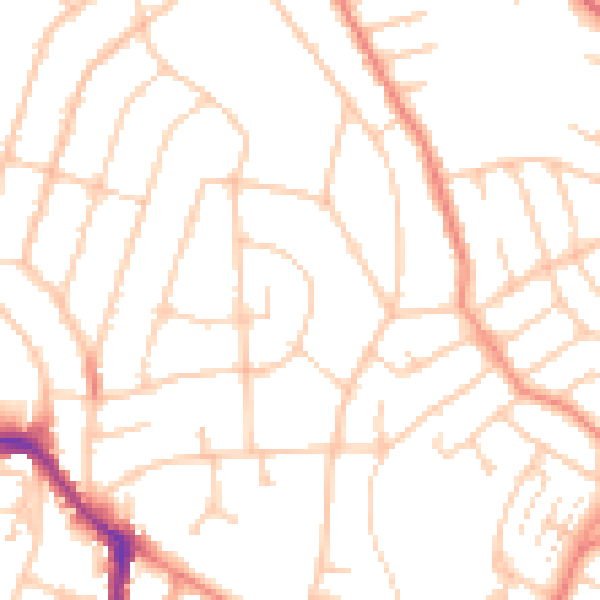 Daytime road noise heatmap for SO18 1JL