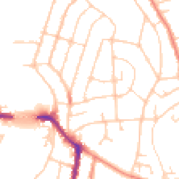 Daytime road noise heatmap for SO18 1LD