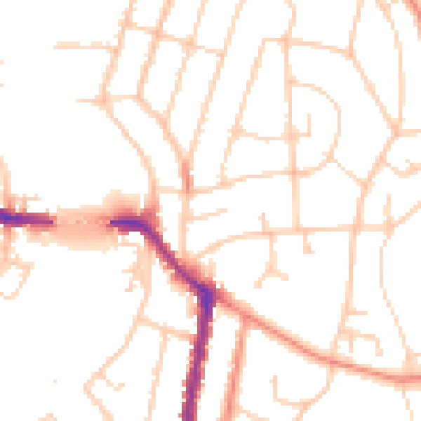 Daytime road noise heatmap for SO18 1LN