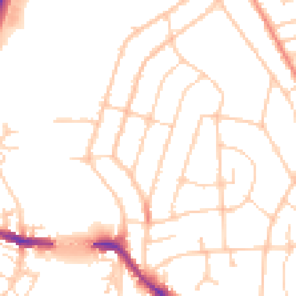Daytime road noise heatmap for SO18 1LY