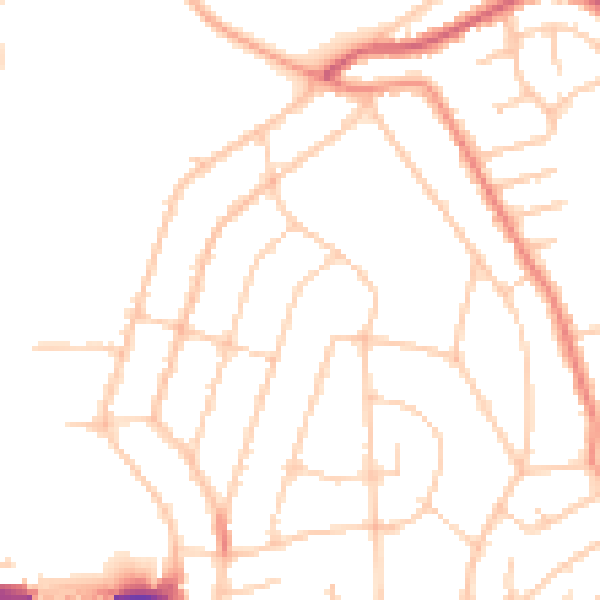 Daytime road noise heatmap for SO18 1NH