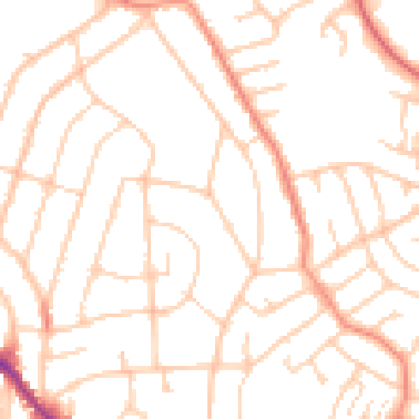 Daytime road noise heatmap for SO18 1QP