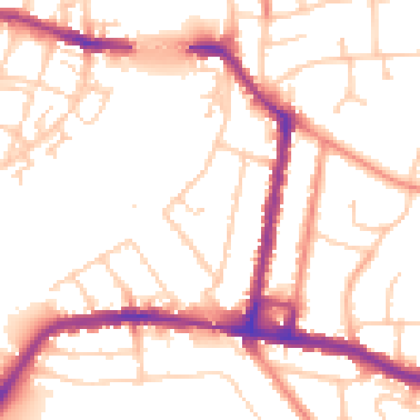 Daytime road noise heatmap for SO18 1RB