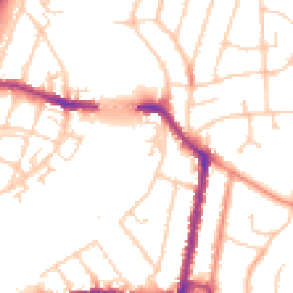 Daytime road noise heatmap for SO18 1UG