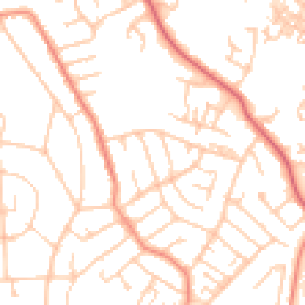 Daytime road noise heatmap for SO18 2AP