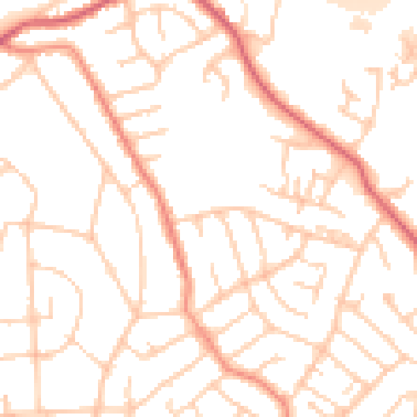 Daytime road noise heatmap for SO18 2AS