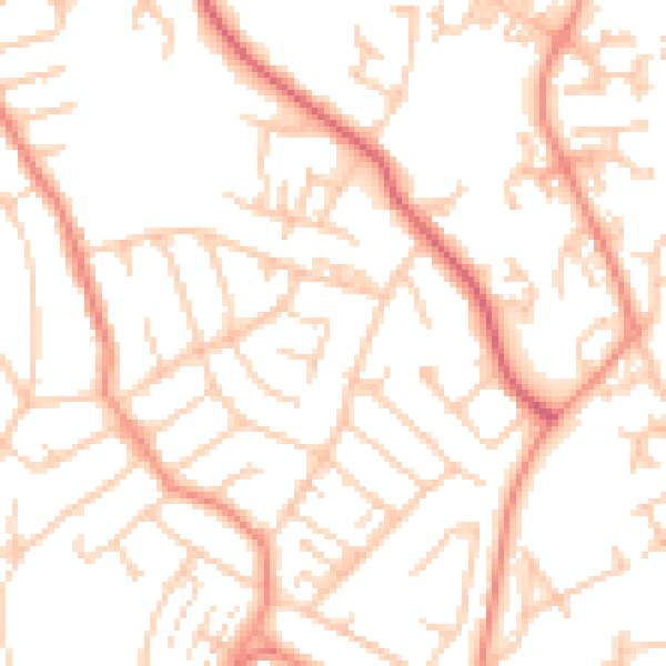 Daytime road noise heatmap for SO18 2BE