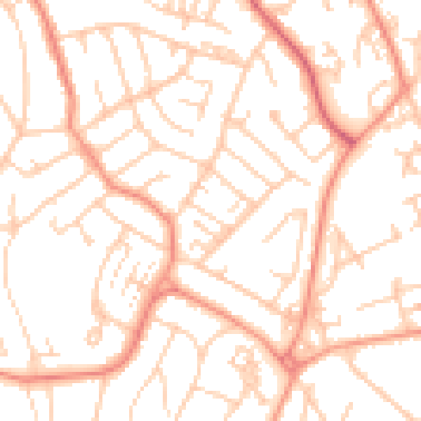 Daytime road noise heatmap for SO18 2BR