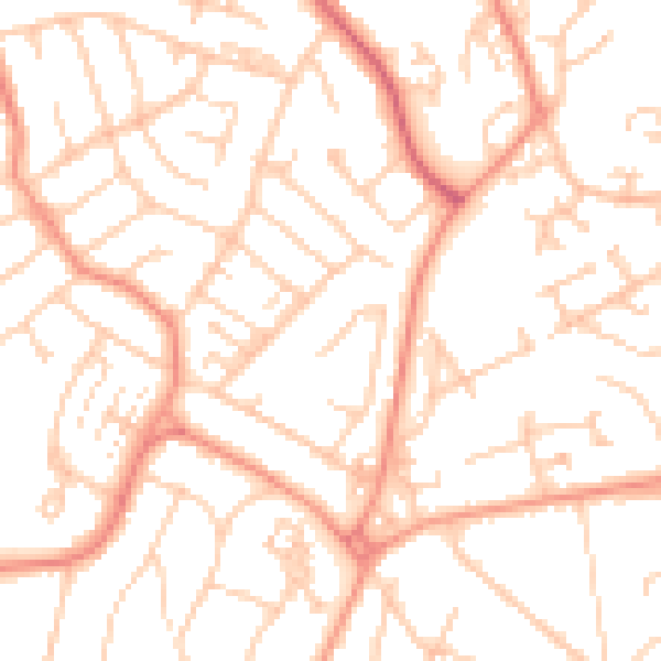 Daytime road noise heatmap for SO18 2EF