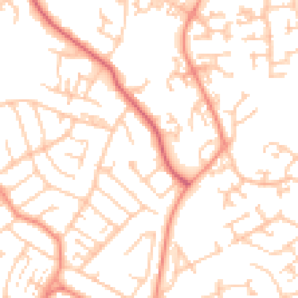 Daytime road noise heatmap for SO18 2EZ