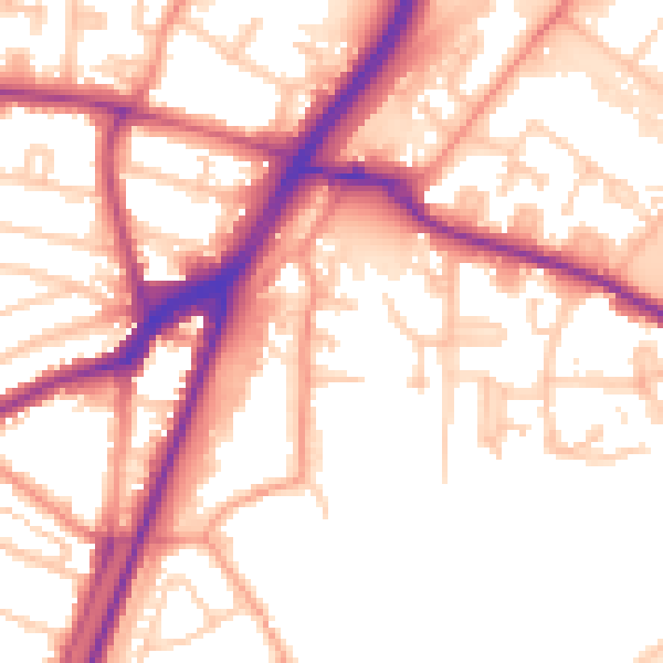 Daytime road noise heatmap for SO18 2JW
