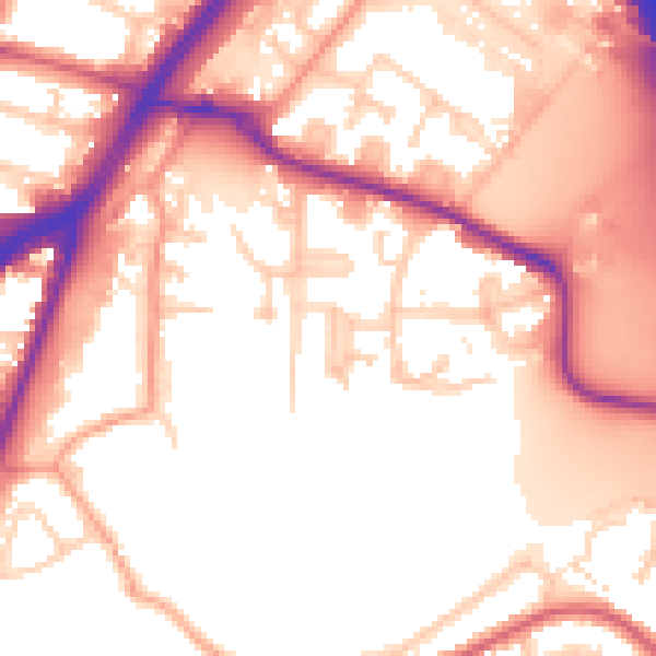 Daytime road noise heatmap for SO18 2LT
