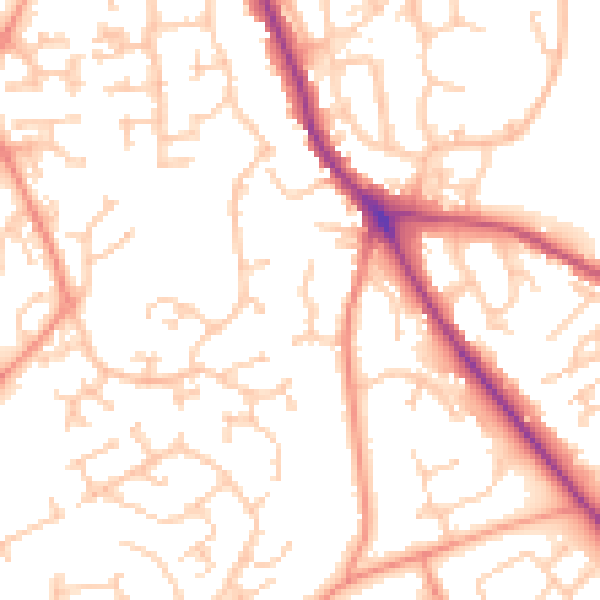 Daytime road noise heatmap for SO18 3DA