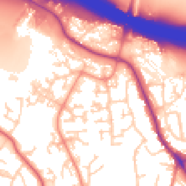 Daytime road noise heatmap for SO18 3JY