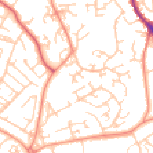 Daytime road noise heatmap for SO18 3NH