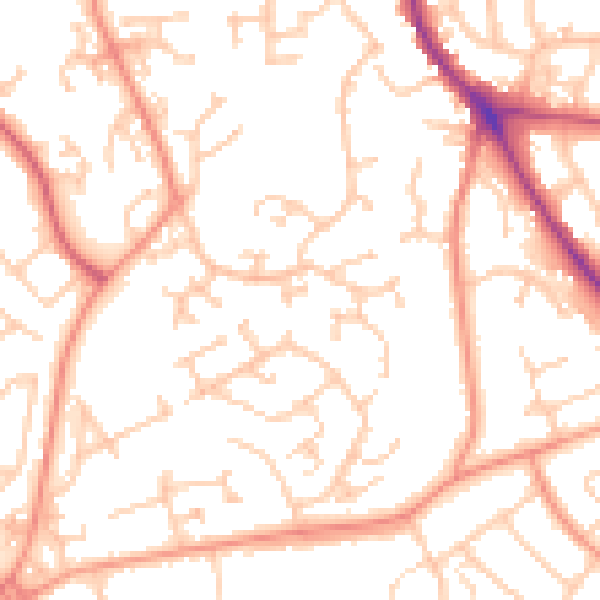 Daytime road noise heatmap for SO18 3NR