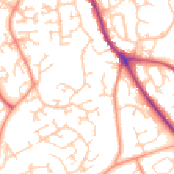 Daytime road noise heatmap for SO18 3QP