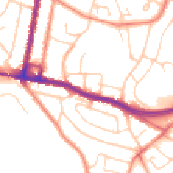Daytime road noise heatmap for SO18 4EF