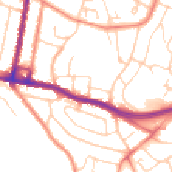 Daytime road noise heatmap for SO18 4EH