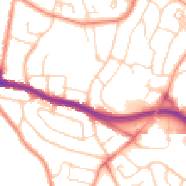 Daytime road noise heatmap for SO18 4EQ
