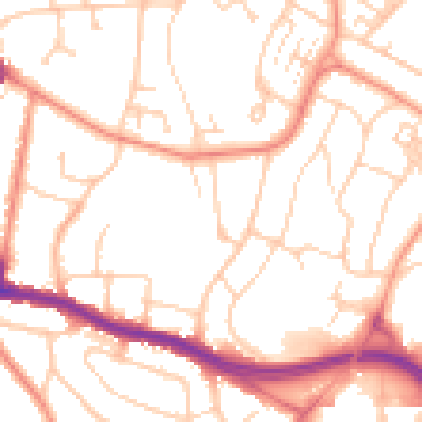 Daytime road noise heatmap for SO18 4EX