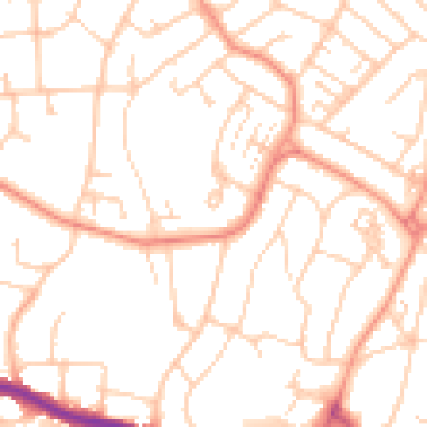 Daytime road noise heatmap for SO18 4FF