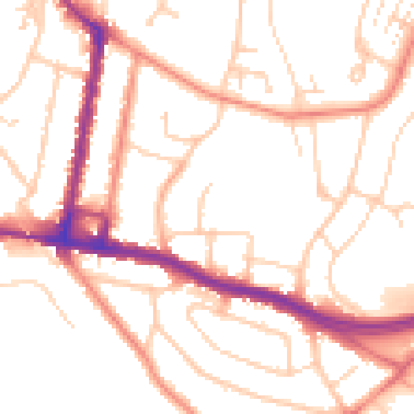 Daytime road noise heatmap for SO18 4HU