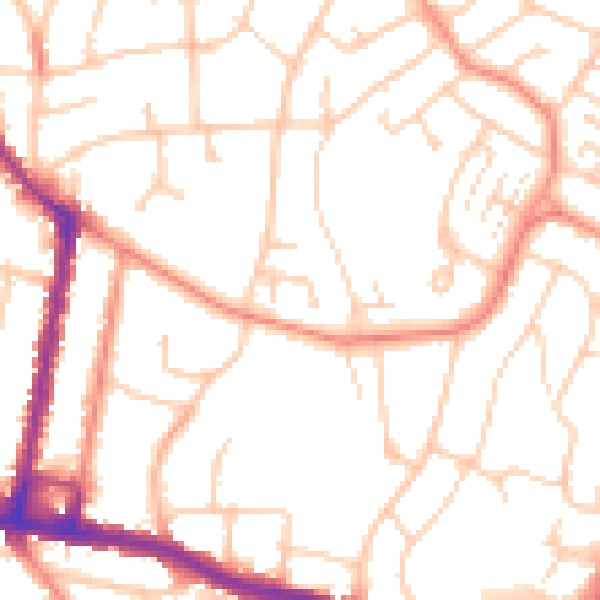 Daytime road noise heatmap for SO18 4JU