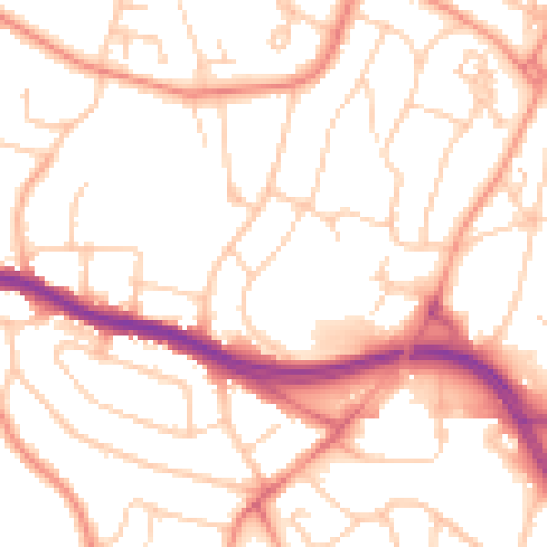 Daytime road noise heatmap for SO18 4RG