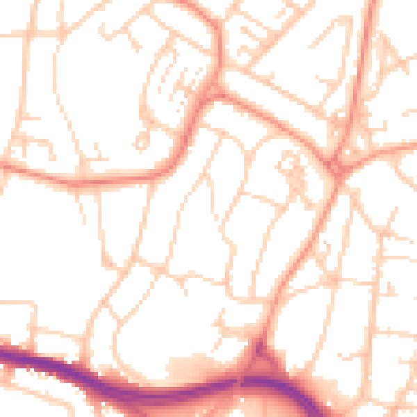 Daytime road noise heatmap for SO18 4RS