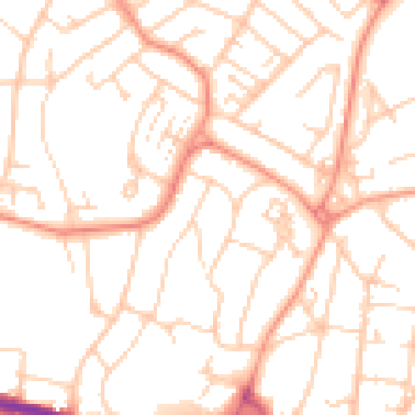 Daytime road noise heatmap for SO18 4RT