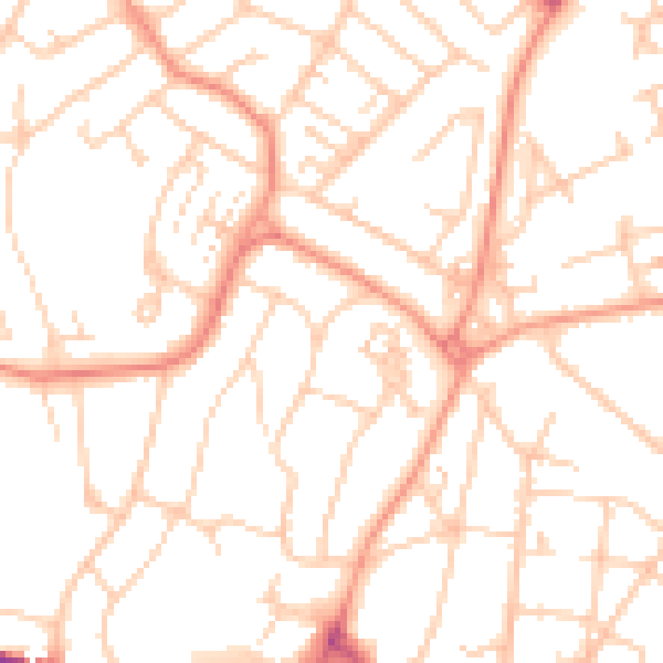 Daytime road noise heatmap for SO18 4RW