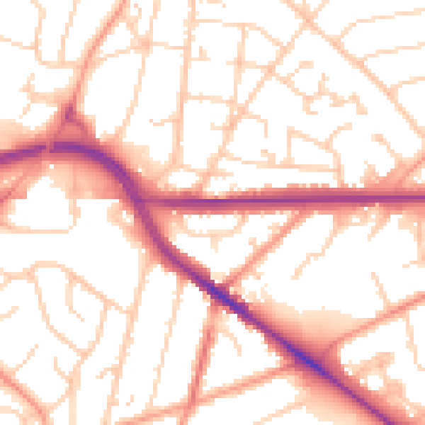 Daytime road noise heatmap for SO18 5EP