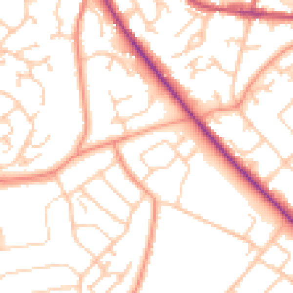 Daytime road noise heatmap for SO18 5GG