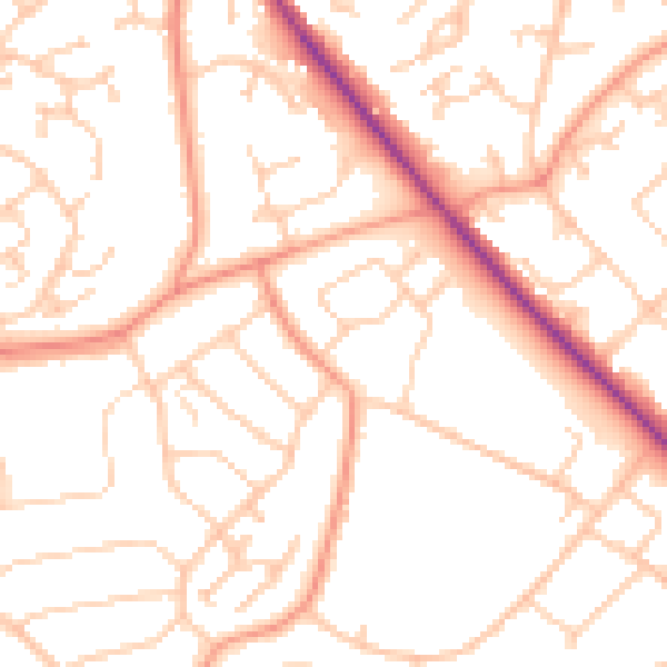 Daytime road noise heatmap for SO18 5GH