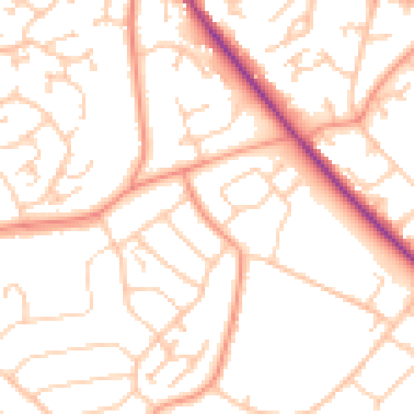 Daytime road noise heatmap for SO18 5GJ