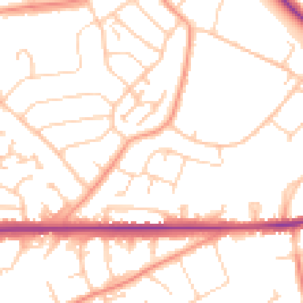 Daytime road noise heatmap for SO18 5GY