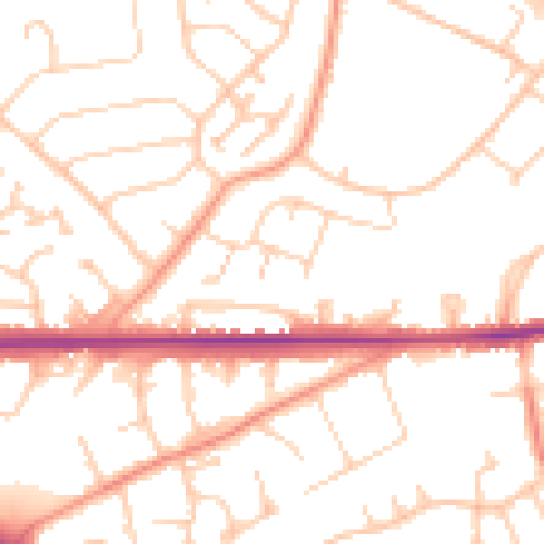 Daytime road noise heatmap for SO18 5HD