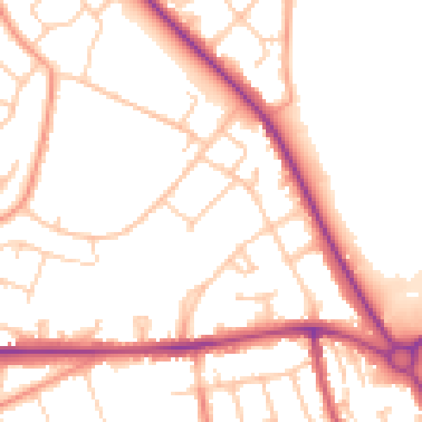 Daytime road noise heatmap for SO18 5HT