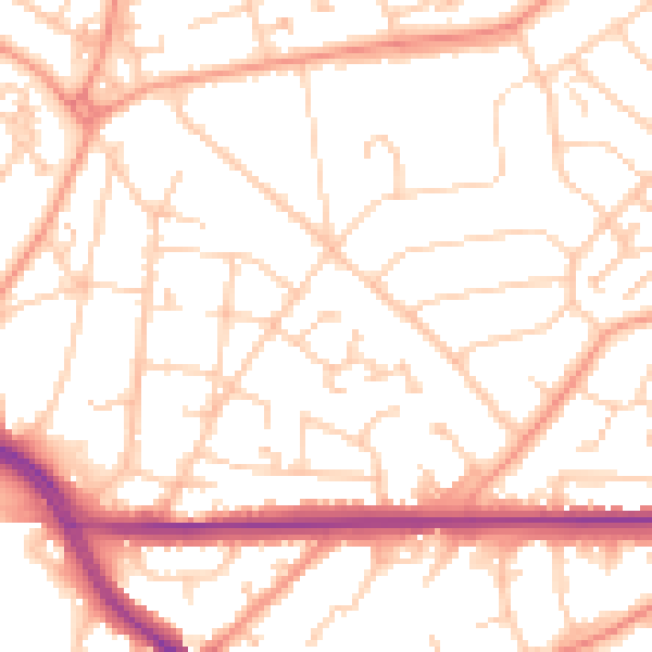 Daytime road noise heatmap for SO18 5NP