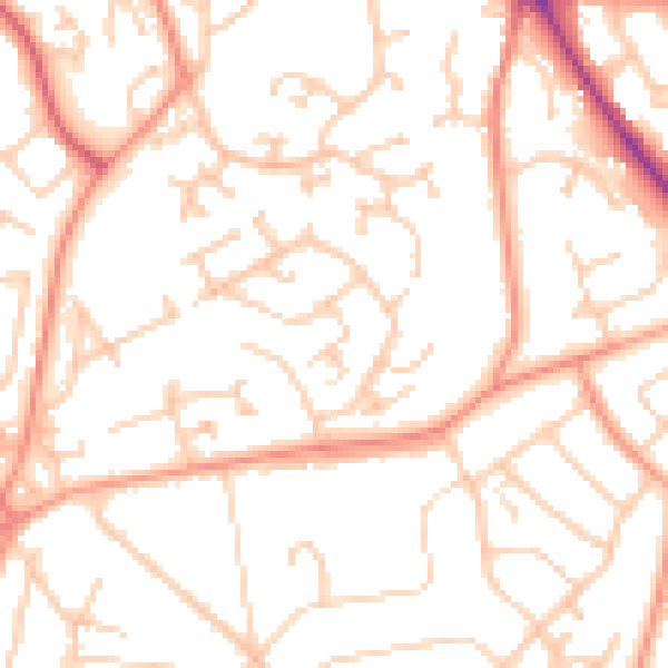 Daytime road noise heatmap for SO18 5QH