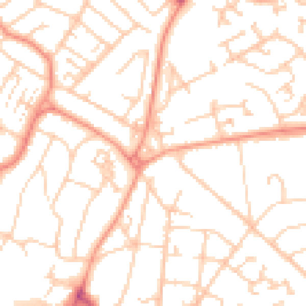 Daytime road noise heatmap for SO18 5SZ
