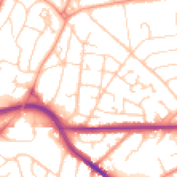 Daytime road noise heatmap for SO18 6AB