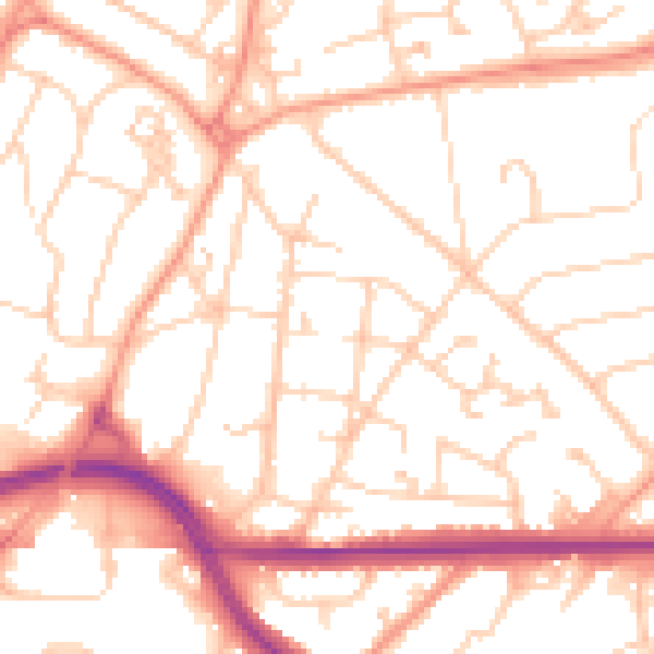 Daytime road noise heatmap for SO18 6AJ